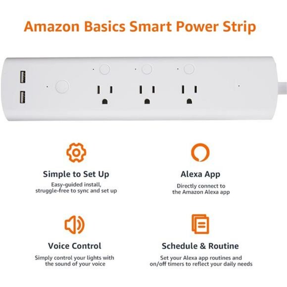 Smart plug power strip with 3 outlets 2 USB ports WiFi works with Alexa control - Picture 3 of 6